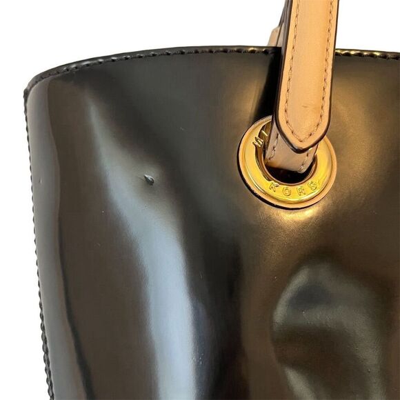 Michael Kors Jet Set Medium Black Patent Leather Tote Shoulder Handbag - Picture 9 of 10